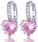 Gulicx Boucles d'oreilles Créole Argent Fin 925 Avec Cristal Coeur Rose en Swarovski Elements Pour Femme