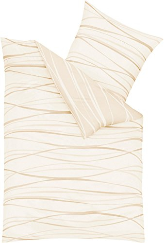 Kaeppel Mako Satin Bettwäsche Motion creme (1 x 80x80 + 1 x 135x200 cm)