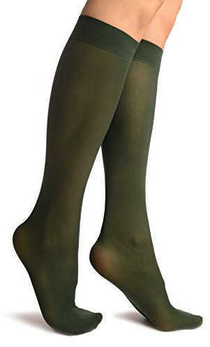 LissKiss Bottle Green Plain Socks Knee High - Green Knee High Designer Socks