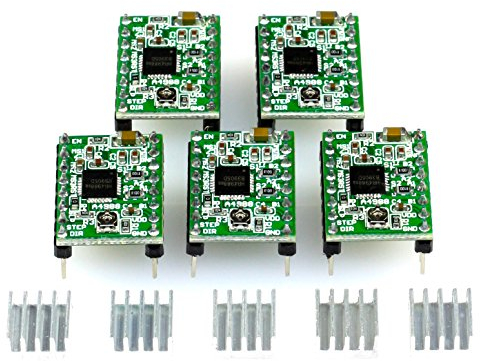 Paradisetronic.com 5X A4988 Schrittmotor-Treiber-Modul mit Kühlkörper, z.B. für RAMPS 1.4/1.6, CNC-Shield, 3D Drucker, Mega i3, Prusa Mendel
