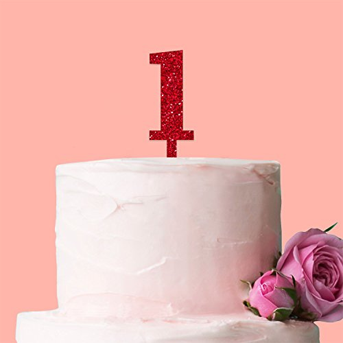 Fancy Pants Store Laser Cut Number Cake Topper: Glitter Red: Number 1