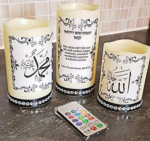 Mr. Gadget solutions® - Velas LED árabes para decoración del hogar y regalo 3 en 1 con mando a distancia