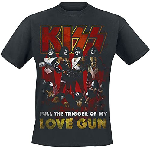 KISS Love Gun Männer T-Shirt schwarz L 100% Baumwolle Band-Merch, Bands