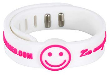 Armband, um Schwindel bei Reisen mit dem Auto, Flugreisen, Bootsfahrten und Übelkeit während der Schwangerschaft zu vermeiden. Größe M. Pack 2 unités (S, WEISS UND ROSA)