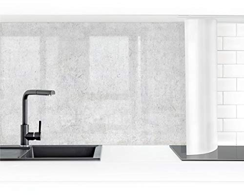Bilderwelten Küchenrückwand Folie Glänzend 50x100 cm Tapete Beton Ciré hell Spritzschutz Fliesenspiegel Küche-Rückwand Motiv Klebefolie