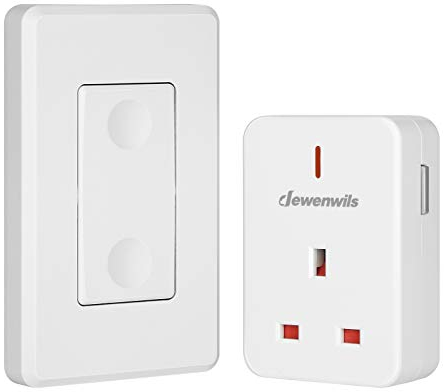 DEWENWILS Remote Control Plug Socket, 13A/3120W Heavy Duty Wireless Light Switch, 30m/100ft Long Range, Programmable, CE and RoHS Listed, 1 Pack Sockets and 1 Remote