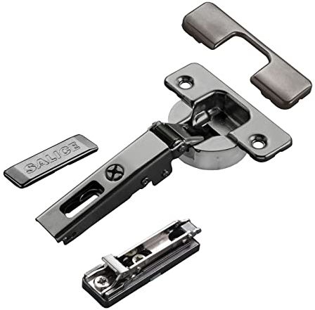2 x Salice Topfband Serie 700 Titanium anthrazit mit Dämpfer im Topf 110° T48 Eckanschlag inkl. Linear-Montageplatte Höhe 6 mm mit Exzenterverstellung und Abdeckkappenset Schrankscharnier von SO-TECH®