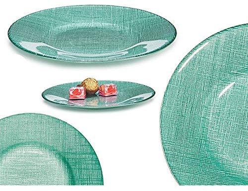 amara-global 6-TLG. Kuchentellerset Frühstücksteller Dessertteller Glasteller Kristal 21cm (Blau)