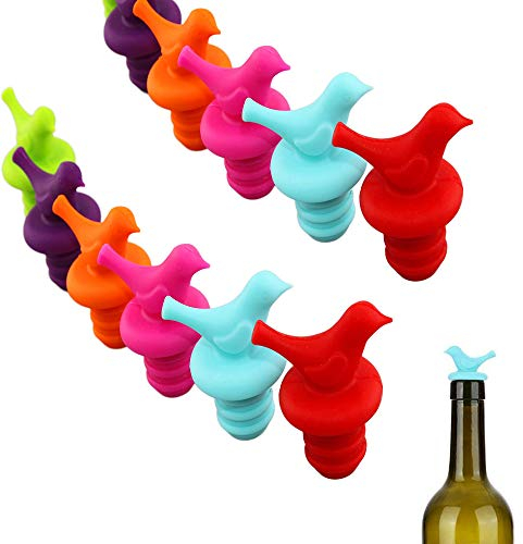 10pcs Wine Bottle Stopper, Silicone Wine Stopper Caps, Reusable Little Bird Bottle Cap, Champagne Beverage Preserver Novelty Stoppers, for Keep The Wine Fresh (Mixed Color)