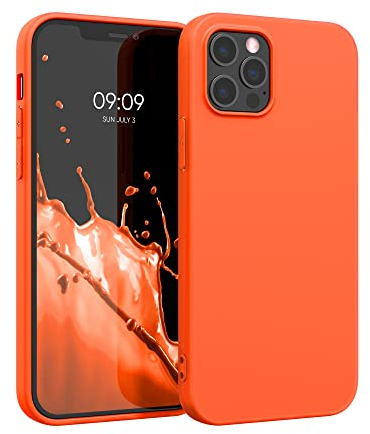 kwmobile Case Compatible with Apple iPhone 12 Pro Max Case - Soft Slim Protective TPU Silicone Cover - Neon Orange