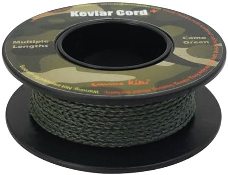 emma kites 100% Kevlar Braided Cord Camo Green 200Lb 120Ft Low Stretch for Fishing Tactical Survival Camping Backpacking Outdoor Utility Cord