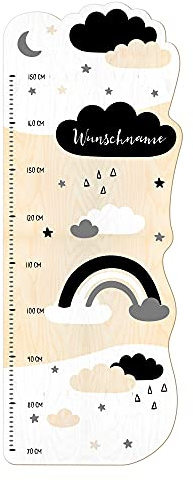 PrintPlanet® - Holz-Messlatte mit Namen gestalten - Messlatte für Kinder personaliseren - Motiv: Sterne