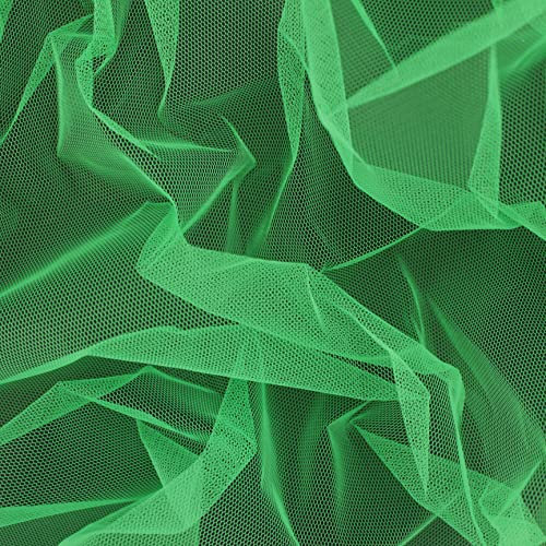 TELA MALLA DE TUL INELÁSTICO COLOR LISO, ANCHO 150cm (VERDE HIERBA, 3 METROS)