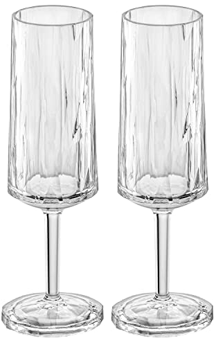 Koziol Superglas Club No. 14, 2 Stück, 100 ml, Sekt- & Champagner-Glas aus kristallklarem Kunststoff, luxuriös, unzerbrechlich, wiederverwendbar, Party, Camping, 2er Set