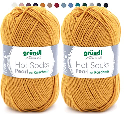 theofeel Set | 2x50g Merino Sockenwolle mit Kaschmir | Gründl Hot Socks Pearl 13 | Strumpfwolle mit Kaschmirwolle | Cashmere Sockengarn zum Stricken oder Häkeln