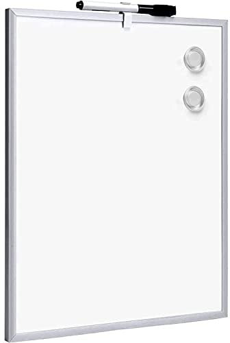 Raylu Paper - Petit Tableau Magnétique Mural Blanc, Cadre Aluminium, Tableau Blanc Effaçable à Sec avec Feutre Effaçable Noir et Effaceur, Aimant, 4 Coussinets Adhéshifs de Montage Mural (35 x 28 cm)