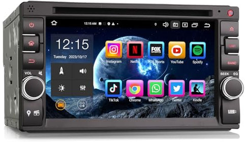 Erisin 8 Cœurs 4GO RAM 64GO ROM Android 14 Autoradio 2 Din GPS Navigateur Autoradio Bluetooth Supporte Lecteur CD CarPlay Android Auto WiFi 4G Dab+ DSP USB RDS OBD2 TPMS TNT Écran Tactile DVD