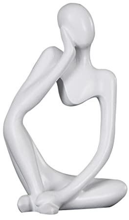 NUOBESTY Abstrakte moderne Skulptur der Denker Pfirsich Wanddekoration weiße Skulptur Thinker Statue Dekor,