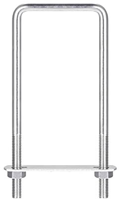 sourcing map Lot de 3 boulons en U carrés de 62 mm de largeur intérieure 160 mm de longueur M8 en acier inoxydable 304 avec écrous et plaques, pour bateau et remorque