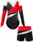 inlzdz Mädchen Zweiteiliger Turnanzug Gymnastikanzug Langarm Turnbody Tanzbody mit Strass Shorts Tanzshorts Kurz Jogginghose Gymnastikbody Ballettkleidung Rot 134-140