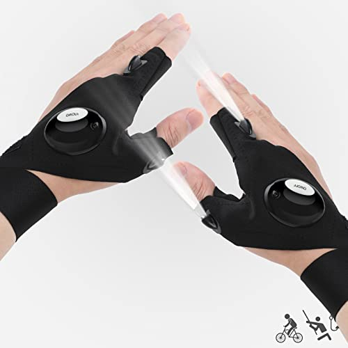 GeeRic (1 Paar LED Handschuhe Angelzubehör,Geschenke für Männer,2 LED Taschenlampe Handschuhe Fingerlose Nachtbeleuchtung Handschuhe,Geburtstagsgeschenk Gadgets für Männer, Geschenke für Männer