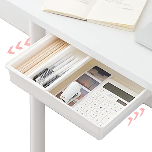 CHRI Cassetto Sotto Scrivania Organizer Cassetti Scrivania Cassetto Nascosto Autoadesivo Accessori Scrivania Ufficio fit Desk Cassetto Adesivo(34 * 25 * 7cm,L,W,H)