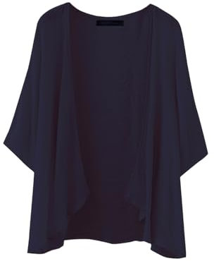 ZANZEA Women Chiffon Kimono Cardigan Open Front Capes Sheer Shrug Top Swim Beach Cover Up Beachwear Blouse Wrap Navy L