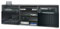 Vladon TV-Board Granada, Lowboard mit 2 Türen und 6 offenen Fächern, Korpus Anthrazit matt, Fronten in Schwarz Hochglanz (146 x 54 x 35 cm)