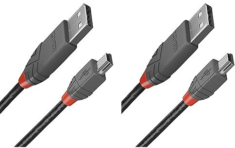 LINDY 36725 Câble USB 2.0 type A vers Mini-B 5 M (Lot de 2)