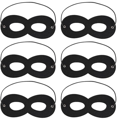 EUPSIIU 6 Stück Schwarz Augenmaske Maskerade Maske Party Karneval Maske Fit für Cosplay Verkleidung Halloween Weihnachten, Karneval Mottoparty Kostüm Maske für Herren und Damen (Schwarz)