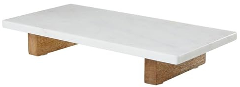 Santa Barbara Design Studio Marmor-Charcuterie-Bretter Käsebrett mit Fuß, 40 x 20,3 x 6,3 cm (L x B x H), Weiß