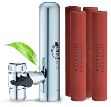 GEYSER EURO - Filtro de Agua para Grifo: Sistema con 1 Cartucho Preinstalado + 3 Cartucho Adicional