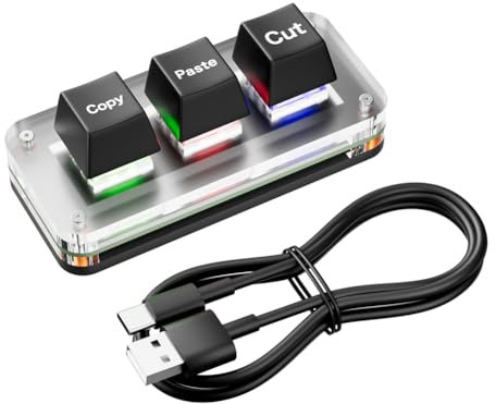 Kexpery RGB Ctrl X C V Tastiera con tasti di scelta rapida Hotswap Tastiera macro a 3 tasti USB Type-C Gaming Tastiera meccanica Tastiera programmabile per lavoro contabile o giochi ritmici