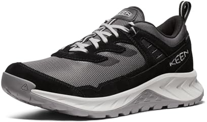 KEEN Men's Hightrail Low Height Durable Lightweight Breathable Leather Waterproof Hiking Shoes, Black/Vapor, 11.5