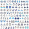 SANNIX 110 Stück/55 Paar Weihnachts-Winter-Charms, Winter-Charms zur Schmuckherstellung, verschiedene Schneeflocken, Pinguine, Schneemänner, Eisbären, Gold-Emaille-Charm-Anhänger für selbstgemachte Ar