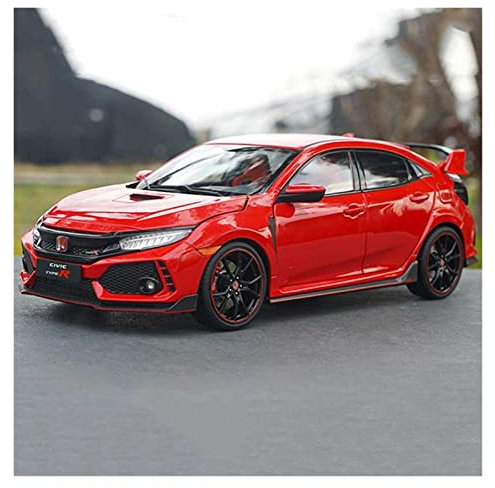 EMRGAZQD Motorfahrzeuge Replika Auto 1/18 Für Honda Civic Type R Diecast Legierung Racing Auto Modell Simulation Fahrzeug Sammeln Souvenir Originalgetreue Nachbildung(Red)