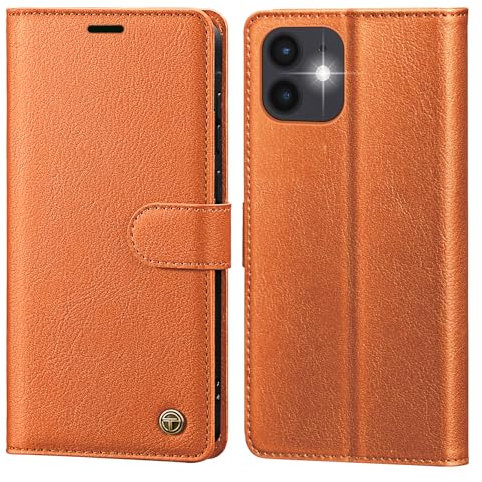 CASBST Handyhülle für iPhone 11 Hülle,Hochwertig Lederhülle Schutzhülle Klappbar mit Kartenfach Standfunktion Magnet für iPhone 11 Klapphülle Handytasche Flip Case für iPhone 11 Hülle Orange