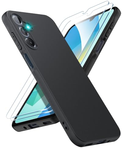 SineOrdo Coque Compatible avec Samsung Galaxy A16 4G / 5G et 2 Pièces Verre Trempé Protecteur d’écran, Étui de Protection Antichoc Housse Silicone TPU Case - Nior