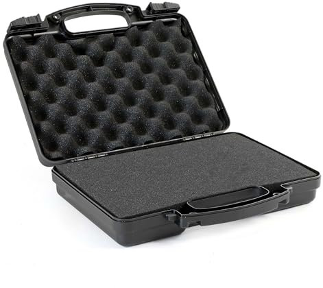 Wiltec Waffenkoffer 310 x 256 x 86 mm für Kurzwaffen, Pistolenkoffer mit Schaumstoffpolsterung für sicheren Transport, Kurzwaffenkoffer mit hoher Traglast und Tragegriff