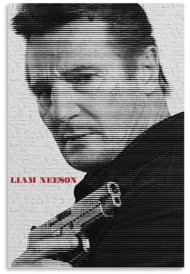 SANWYA Liam Neeson Wanddekoration, Poster, Schlafzimmer, Prominente, dekorative Gemälde, ungerahmt, 50 x 75 cm, Schwarz und Weiß