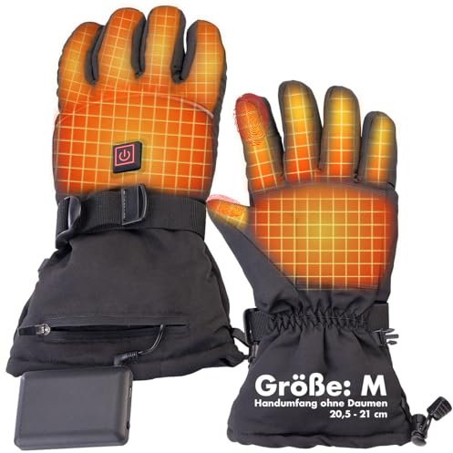 PEARL urban Beheizte Handschuhe: Beheizbare Handschuhe mit Akkus, wiederaufladbar, 3 Heizstufen, Gr. M (Heizhandschuhe, Winter, Frost)