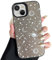 ZTOFERA Case for iPhone 13/14, Aesthetic Silver Phone Case with Planet Star Moon Pattern, Glossy Hard PC Back Case Silicone Bumper Shockproof Protective Cover for Girls Women - White Sky