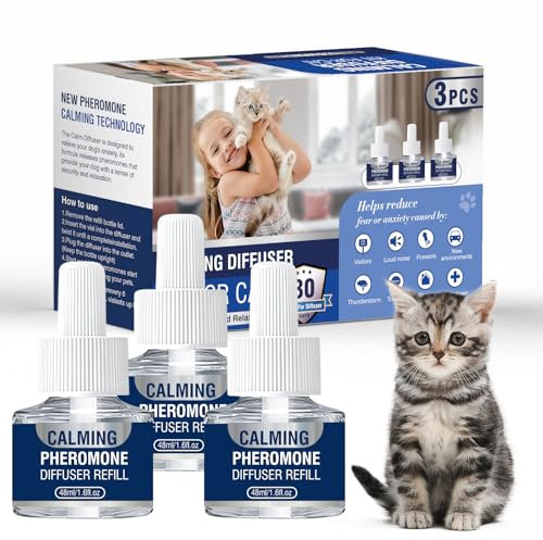 Pheromone Katzen Steckdose Beruhigung Katzenberuhiger Katze Entspannung Beruhigungsmittel Entspannungs Anti Stress Mittel Hilft Bei Anzeichen Von Reduziert Konfliktverhalten 3X 48ml NachfüLlflakons(M)