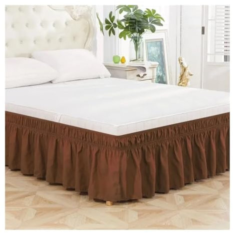 Spitzen-Bettbezug für Kingsize-Bett, 38,1 cm, einfarbig, maschinenwaschbar, dunkelbraun, Doppelbett 137 x 193 x 38 cm