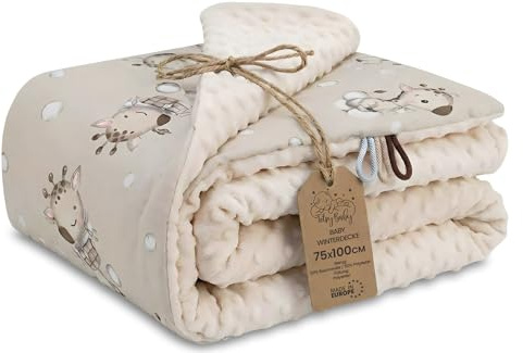 Totsy Baby Manta Bebe Polar Manta de Invierno 100x75 cm Invierno Doble Cara – Minky algodón calentita Suave Mimosa Infantil recién Nacido – Manta Cuna Carrito Cochecito Reversible capazo Jirafas