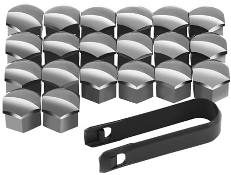 Cache Ecrou,Cache Boulon Couvercles de Protection for écrous de Roue de Voiture, 17mm, adaptés à Renault Megane 2 3 Captur Logan Dacia Duster Peugeot 407 308 207 208 508(Gray)