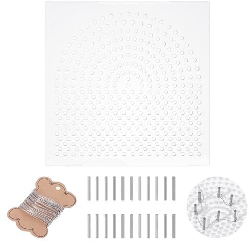 UNICRAFTALE Art Wire Jig Kit Wire Wrapping Tool Transparent Square Jig with Stainless Steel Wire 30Pcs Metal Pegs Jewelry Making Tools for Wire Wrapping Kit and Craft Creation