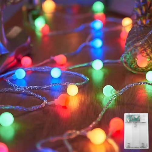 Kaleora LED Lichterkette Kugel, 6M 40 LED Globe Lichterkette Batteriebetrieben, Bunt Kugeln Lichterketten für Weihnachten Schlafzimmer Party Garten Hochzeit Balkon Deko