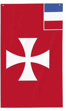 Drapeau des îles Wallis et Futuna. Drapeau décoratif d'extérieur 0,9 x 1,5 m, bannière verticale en polyester