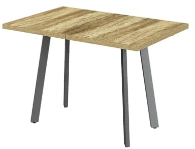 Vicco Esstisch Tisko, Eiche rustikal/Grau, 120-160 x 80 cm | mit erweitbarer Tischplatte, ausziehbar auf 160 cm mit integrierter Ansteckplatte